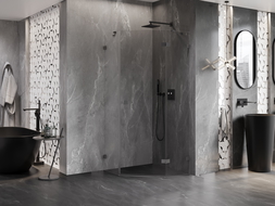 Mexen Lunar päťhranná sprchová kabína s pravým pántom 80 x 80 cm, transparentná, gun metal - 831-080P-080L-95-00-P