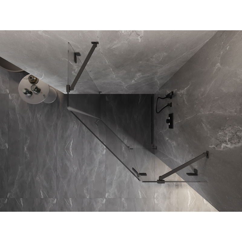 Mexen Lunar päťhranná sprchová kabína s pravým pántom 80 x 80 cm, transparentná, gun metal - 831-080P-080L-95-00-P