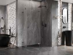 Mexen Lunar päťuholníková sprchová kabína pravá otváracia 100 x 90 cm, transparentná, gun metal - 831-100P-090L-95-00-P