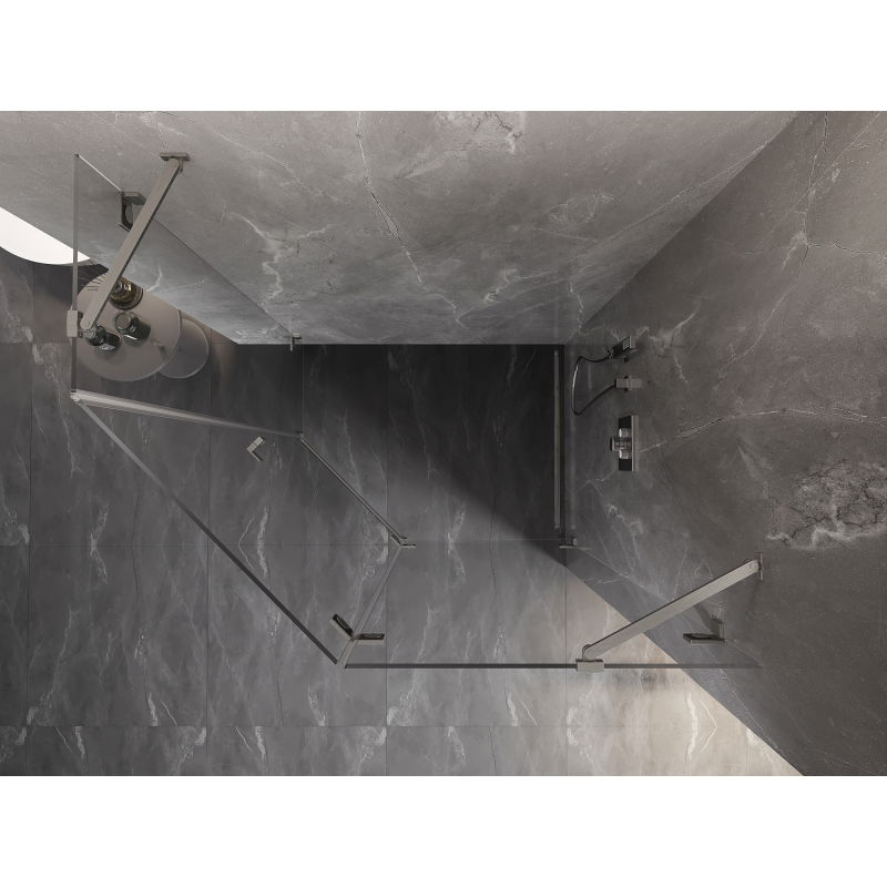 Mexen Lunar päťuholníková sprchová kabína pravá 100 x 90 cm, transparentná, brúsený nikel - 831-100P-090L-97-00-P