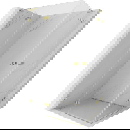 Mexen Lunar L Duo sprchový kút otvárací 100 x 95 cm, transparentný, zlatý - 834L-100L-095P-50-00