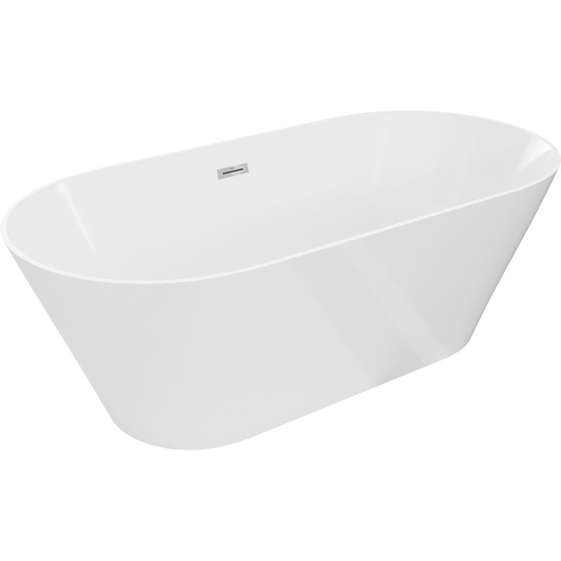 Mexen Luna Slim voľne stojaca vaňa 170 x 75 cm, biela, prepad chróm - 52041707500-01