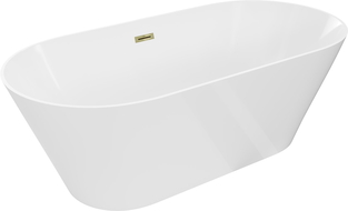 Mexen Luna Slim voľne stojaca vaňa 170 x 75 cm, biela, prepad zlatý - 52041707500-50