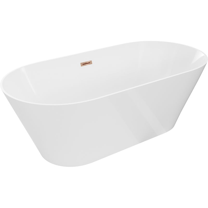 Mexen Luna Slim voľne stojaca vaňa 170 x 75 cm, biela, prepad ružové zlato - 52041707500-60