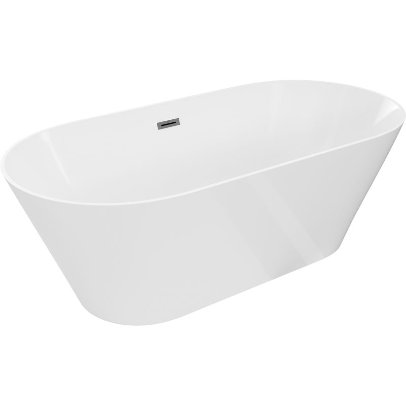 Mexen Luna Slim voľne stojaca vaňa 170 x 75 cm, biela, prepad gun gray kartáčovaný - 52041707500-66