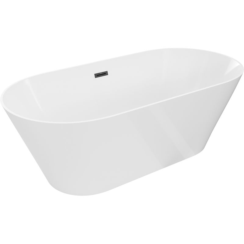 Mexen Luna Slim voľne stojaca vaňa 170 x 75 cm, biela, čierny prepad - 52041707500-70