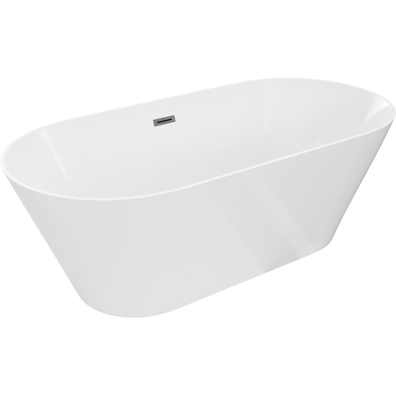 Mexen Luna Slim voľne stojaca vaňa 170 x 75 cm, biela, prepad gun metal - 52041707500-95