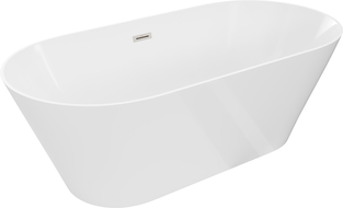 Mexen Luna Slim voľne stojaca vaňa 170 x 75 cm, biela, prepadový otvor kartáčovaný nikel - 52041707500-97