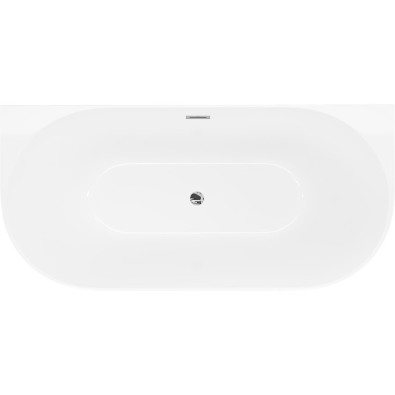 Mexen Oval Slim samostatne stojaca vaňa pri stene 170 x 80 cm, biela, prepadový chróm - 52661708000-01