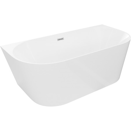 Mexen Oval Slim samostatne stojaca vaňa pri stene 170 x 80 cm, biela, prepadový chróm - 52661708000-01