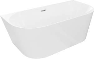 Mexen Oval Slim samostatne stojaca vaňa pri stene 170 x 80 cm, biela, prepadový chróm - 52661708000-01