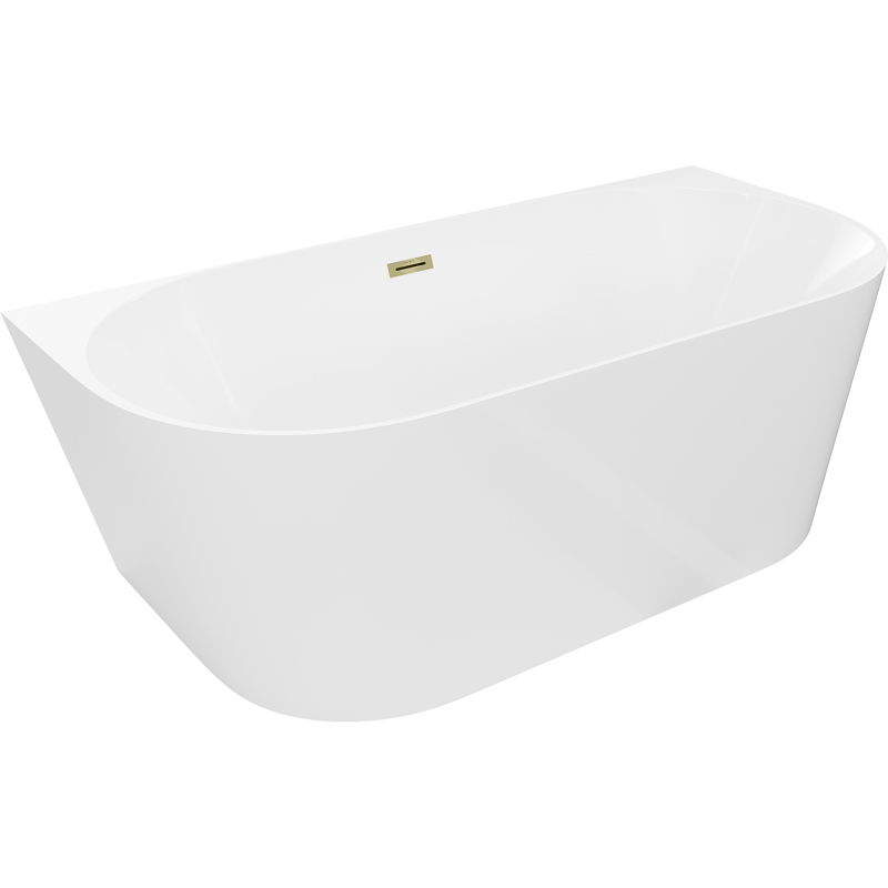 Mexen Oval Slim voľne stojaca priliehavá vaňa 170 x 80 cm, biela, prepad zlatý - 52661708000-50