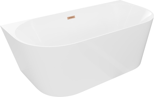 Mexen Oval Slim voľne stojaca vaňa pri stene 170 x 80 cm, biela, prepad medená kartáčovaná - 52661708000-65