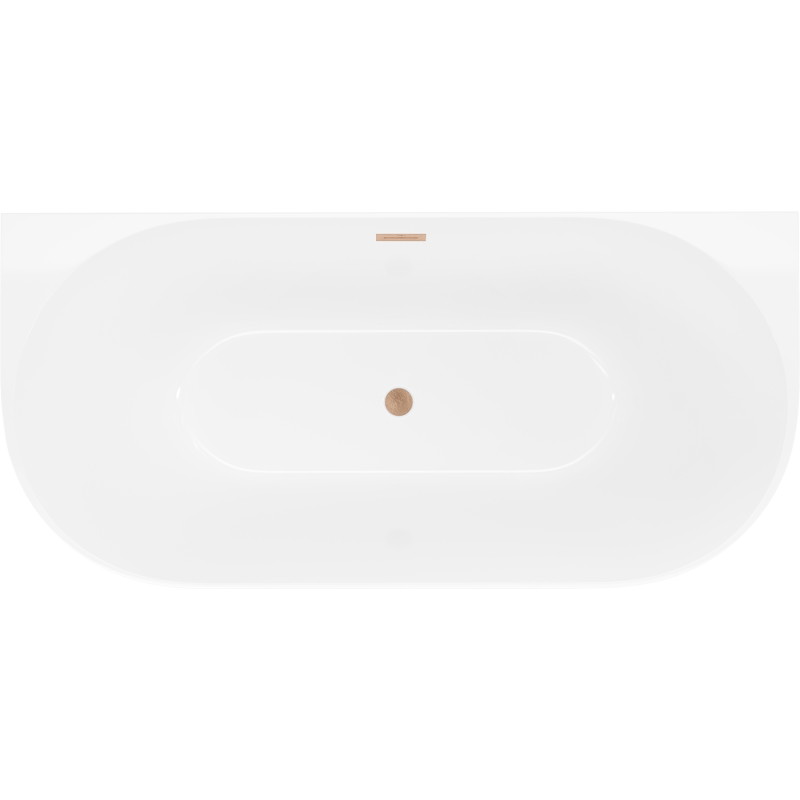 Mexen Oval Slim voľne stojaca kúpeľová vaňa pri stene 170 x 80 cm, biela, prepad brúsená meď - 52661708000-65