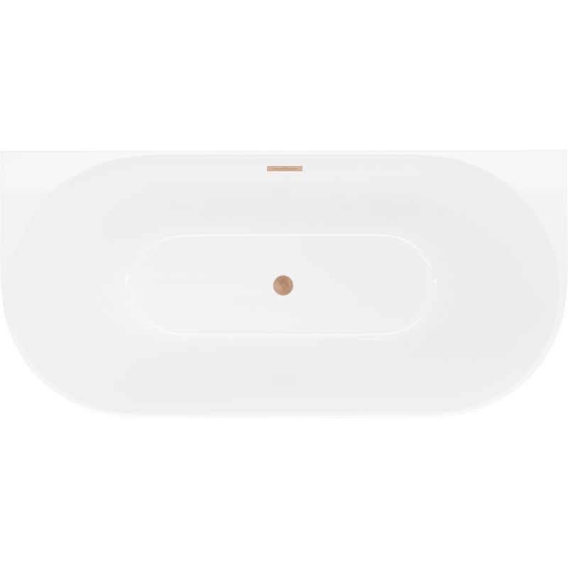 Mexen Oval Slim voľne stojaca nástenná vaňa 170 x 80 cm, biela, prepad brúsená meď - 52661708000-65