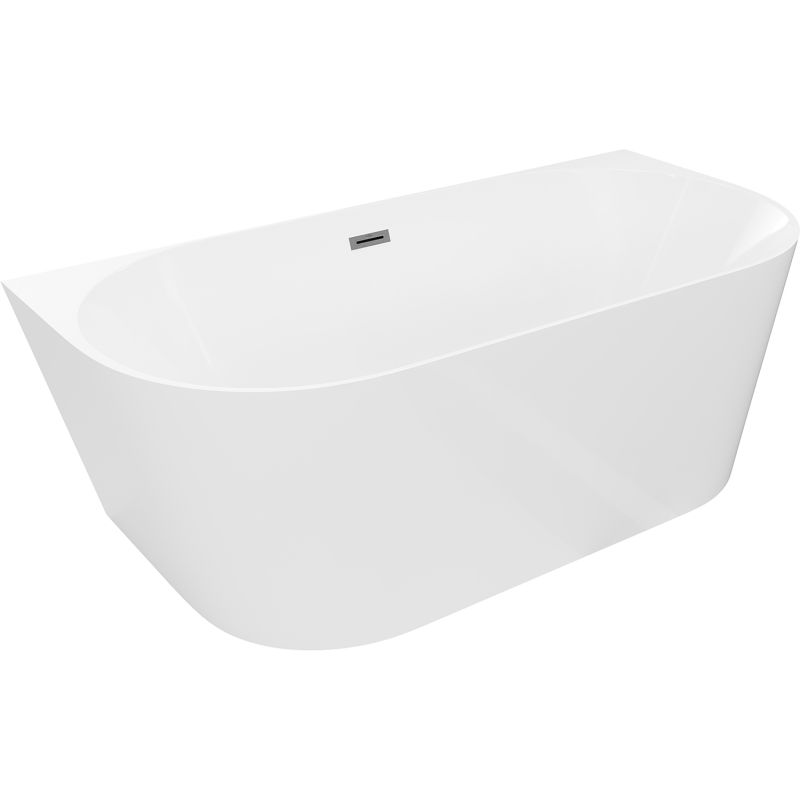 Mexen Oval Slim voľne stojaca vaňa pri stene 170 x 80 cm, biela, prepad gun gray brúsený - 52661708000-66