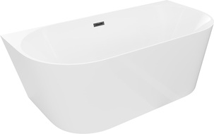 Mexen Oval Slim voľne stojaca pri stene vaňa 170 x 80 cm, biela, prepad čierny - 52661708000-70