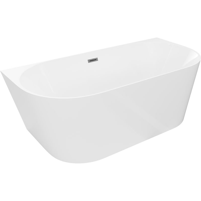 Mexen Oval Slim voľne stojaca pri stene 170 x 80 cm, biela, prepad gun metal - 52661708000-95
