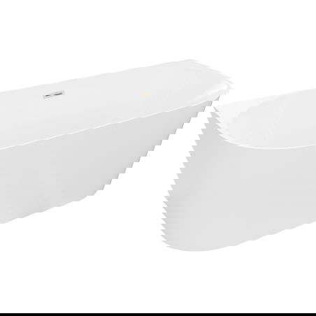 Mexen Oval Slim voľne stojaca vaňa pri stene 170 x 80 cm, biela, prepad brúsený nikel - 52661708000-97