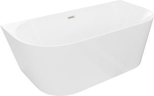 Mexen Oval Slim voľne stojaca blízko steny vaňa 170 x 80 cm, biela, prepad brúsený nikel - 52661708000-97
