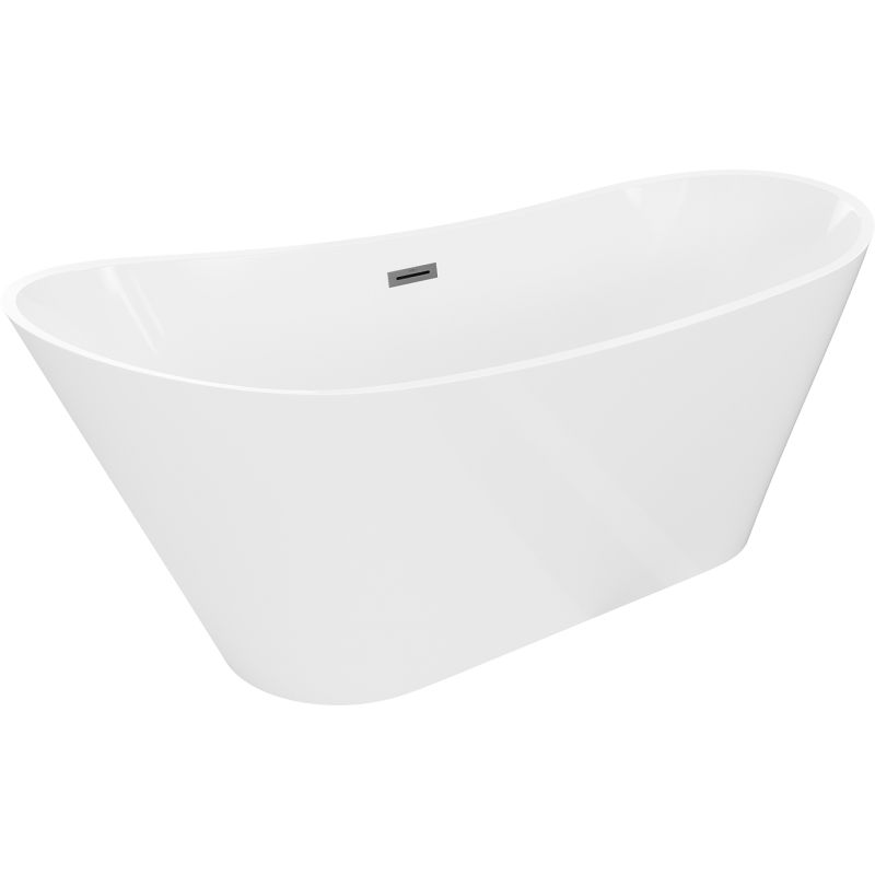 Mexen Dora samostatne stojaca vaňa 150 x 75 cm, biela, prepad gun metal - 52071507500-95