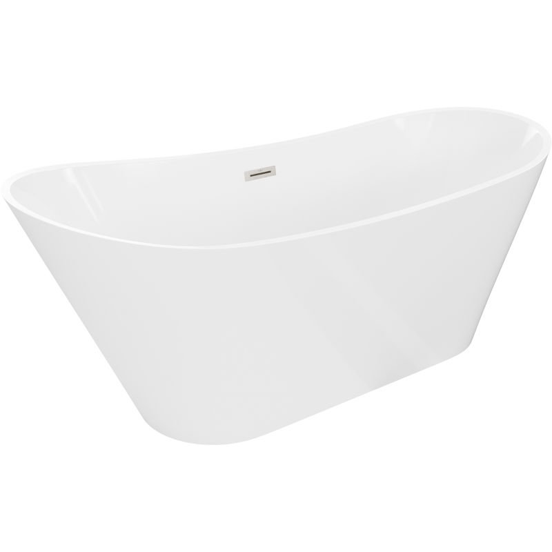 Mexen Dora voľne stojaca vaňa 150 x 75 cm, biela, prepad brúsený nikel - 52071507500-97