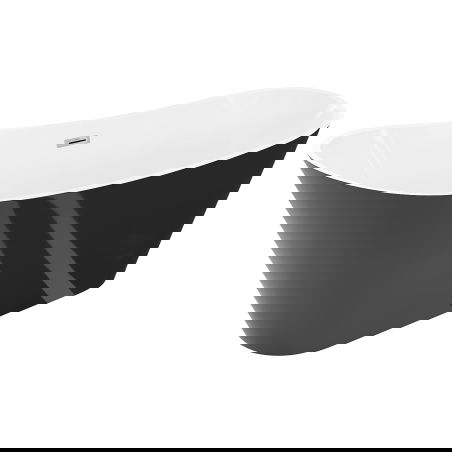 Mexen Dora voľne stojaca vaňa 150 x 75 cm, biela/čierna, chrómový preliv - 52071507575-01