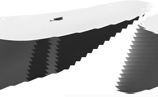 Mexen Dora samostatne stojaca vaňa 150 x 75 cm, biela/čierna, preliv čierny - 52071507575-70