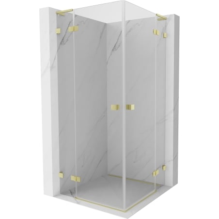 Mexen Lunar L Duo sprchová kabína s otváracími dverami 80 x 80 cm, transparentná, zlatá kartáčovaná - 834L-080L-080P-55-00