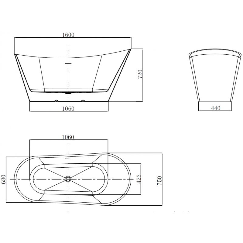 Mexen Dora voľne stojaca vaňa 160 x 75 cm, biela, prepad brúsený nikel - 52071607500-97