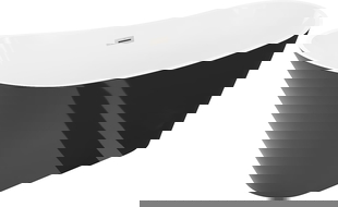 Mexen Dora voľne stojaca vaňa 160 x 75 cm, biela/čierna, prepad brúsený nikel - 52071607575-97