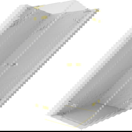 Mexen Lunar L Duo sprchová kabína s otváraním 90 x 90 cm, priehľadná, zlatá kefovaná - 834L-090L-090P-55-00