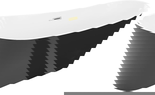 Mexen Dora samostatne stojaca vaňa 170 x 75 cm, biela/čierna, prepad zlatý brúsený- 52071707575-55