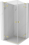Mexen Lunar L Duo sprchovací kút s výklopnými dverami 100 x 100 cm, transparentný, zlatý brúsený - 834L-100L-100P-55-00