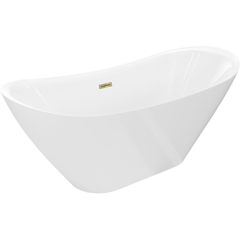 Mexen Lotos voľne stojaca vaňa 140 x 75 cm, biela, prepad zlatý - 52051407700-50