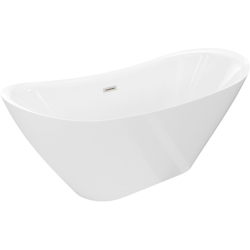 Mexen Lotos voľne stojaca vaňa 140 x 75 cm, biela, prepad brúsený nikel - 52051407700-97