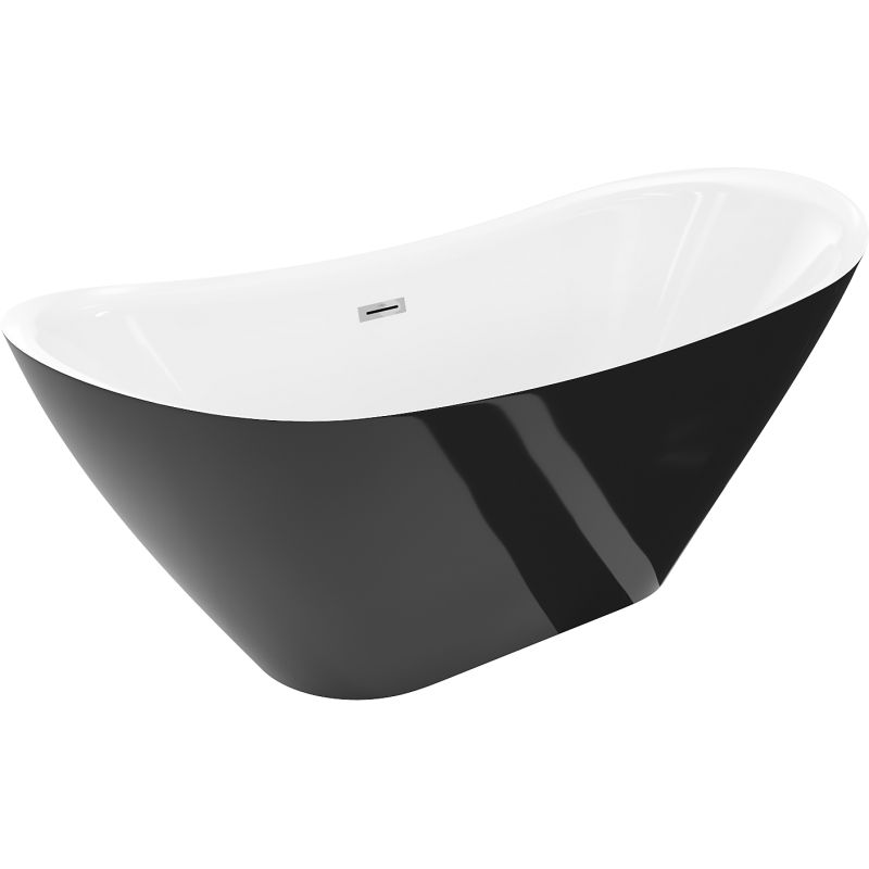 Mexen Lotos voľne stojaca vaňa 140 x 75 cm, biela/čierna, prepad chróm - 52051407775-01