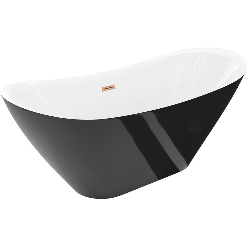 Mexen Lotos voľne stojaca vaňa 140 x 75 cm, biela/čierna, prepad brúsená meď - 52051407775-65
