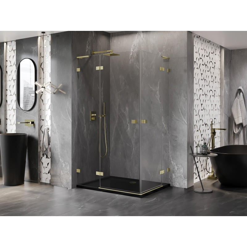 Mexen Lunar L Duo sprchová kabína ľavá 105 x 95 cm, transparentná, zlatá kartáčovaná - 834L-105L-095P-55-00
