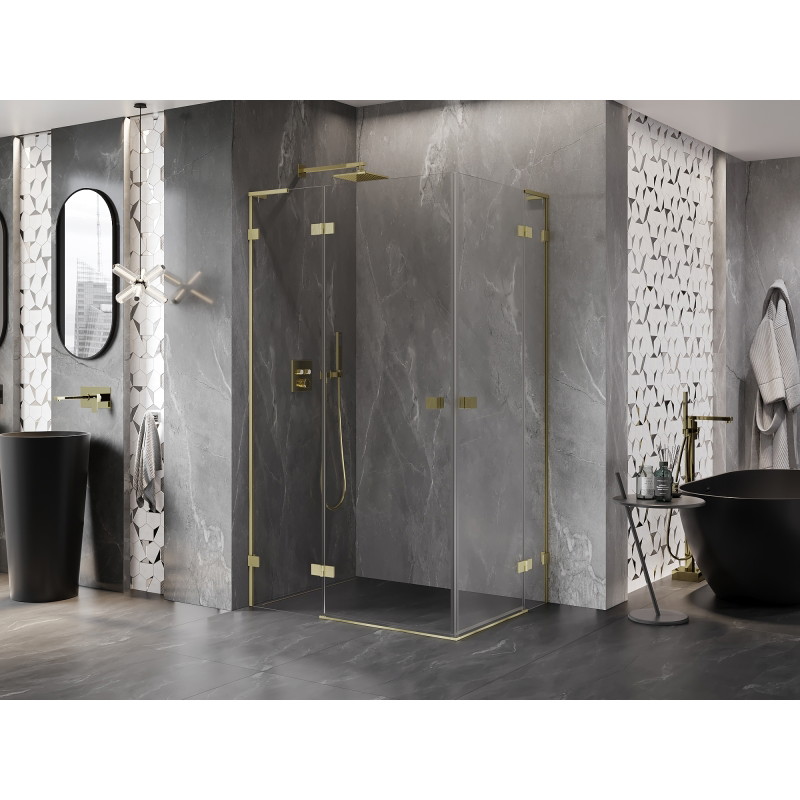 Mexen Lunar L Duo sprchová kabína ľavá 105 x 95 cm, transparentná, zlatá kartáčovaná - 834L-105L-095P-55-00