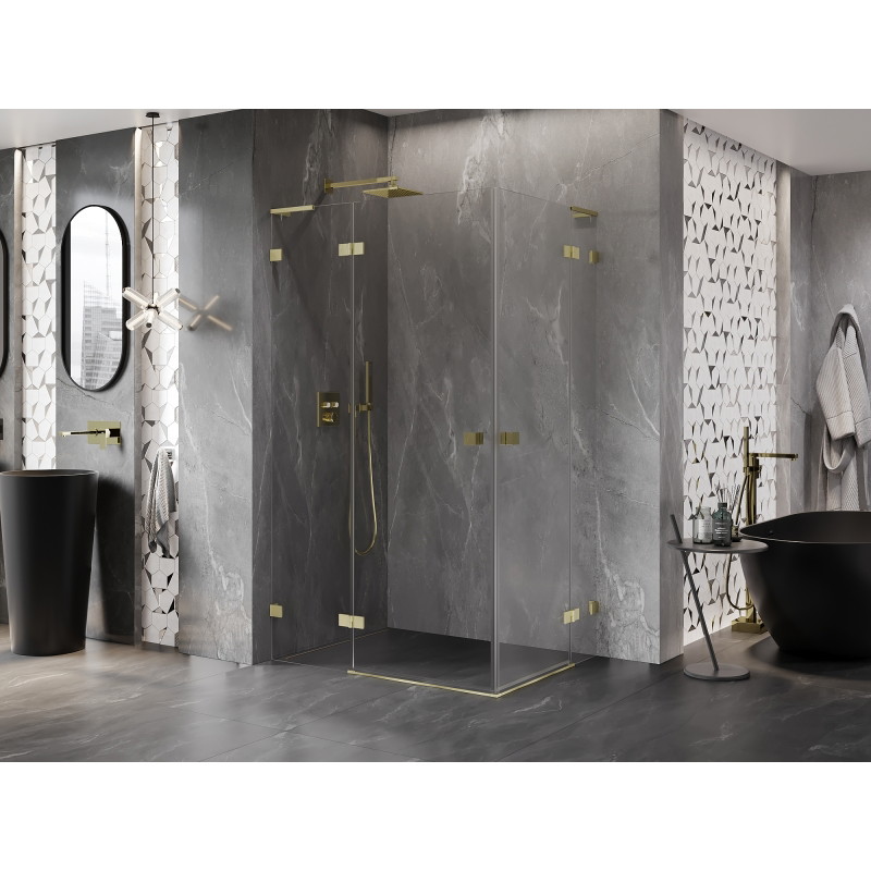 Mexen Lunar L Duo sprchová kabína ľavá 105 x 95 cm, transparentná, zlatá kartáčovaná - 834L-105L-095P-55-00