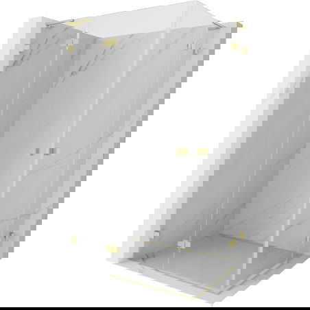 Mexen Lunar L Duo sprchová kabína s otváraním vľavo 105 x 100 cm, transparentná, zlatá kartáčovaná