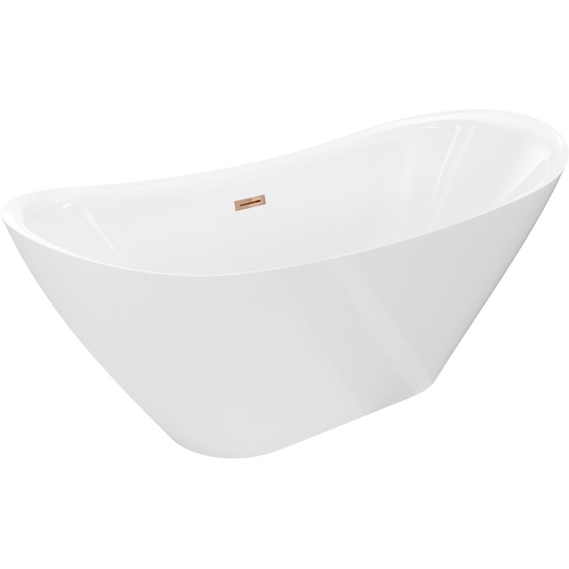 Mexen Lotos voľne stojaca vaňa 150 x 75 cm, biela, prepad ružové zlato - 52051507700-60