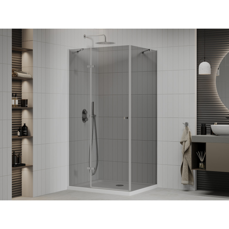 Mexen Roma sprchovací kút skladací 110 x 70 cm, grafit, chróm + vanička Flat, biela - 854-110-070-01-40-4010