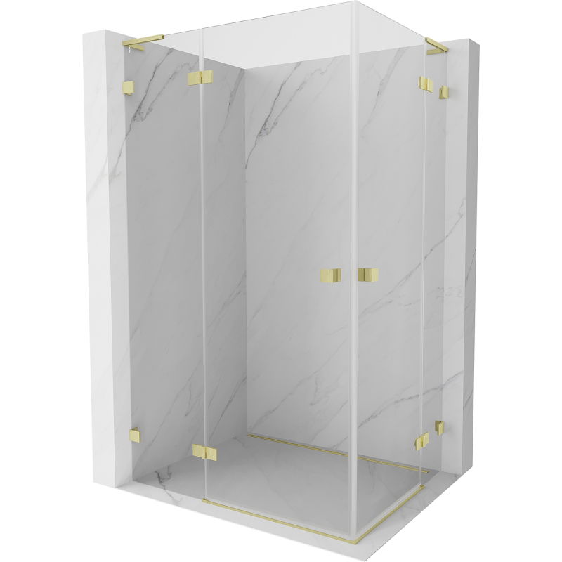 Mexen Lunar L Duo sprchový kút otvárací 110 x 90 cm, priehľadný, zlatý kartáčovaný - 834L-110L-090P-55-00