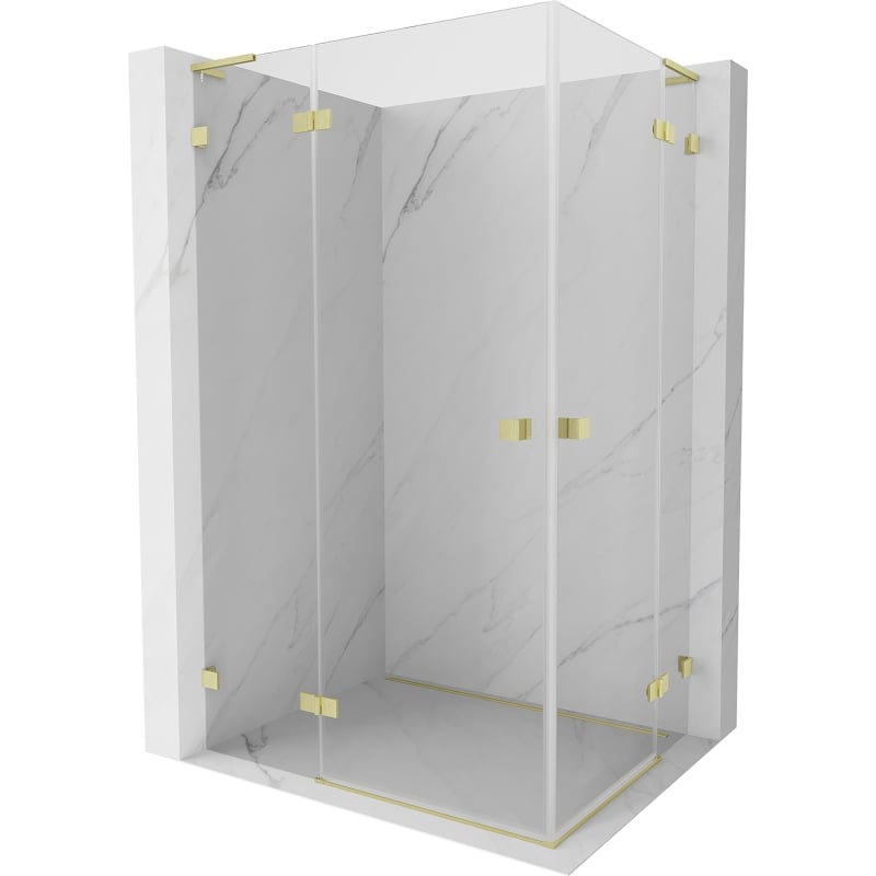 Mexen Lunar L Duo sprchová kabína s otváracími dverami 115 x 75 cm, transparentná, zlatá kartáčovaná - 834L-115L-075P-55-00