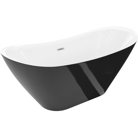 Mexen Lotos voľne stojaca vaňa 150 x 75 cm, biela/čierna, prepad niklový kartáčovaný - 52051507775-97