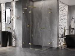 Mexen Lunar L Duo sprchová kabína s otváracími dverami 120 x 90 cm, transparentná, zlatá kartáčovaná - 834L-120L-090P-55-00
