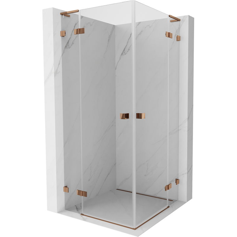 Mexen Lunar L Duo sprchový kút s otváracími dverami 70 x 70 cm, priehľadný, ružové zlato - 834L-070L-070P-60-00