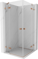 Mexen Lunar Duo sprchový kút krídlové dvere 90 x 90 cm, priehľadný, brúsená meď - 834-090L-090P-65-00